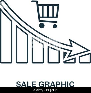 Sale Decrease Graphic icon. Mobile app, printing, web site icon. Simple element sing. Monochrome Sale Decrease Graphic icon illustration Stock Vector