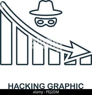 Hacking Decrease Graphic icon. Mobile app, printing, web site icon. Simple element sing. Monochrome Hacking Decrease Graphic icon illustration Stock Vector