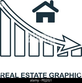 Real Estate Decrease Graphic icon. Mobile app, printing, web site icon. Simple element sing. Monochrome Real Estate Decrease Graphic icon illustration Stock Vector
