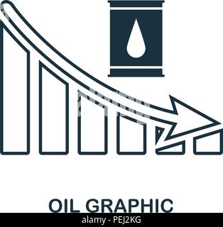Oil Decrease Graphic icon. Mobile app, printing, web site icon. Simple element sing. Monochrome Oil Decrease Graphic icon illustration Stock Vector