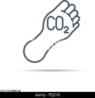 Carbon footprint vector line icon. Climate change, awareness and responsibilty symbol. Stock Vector