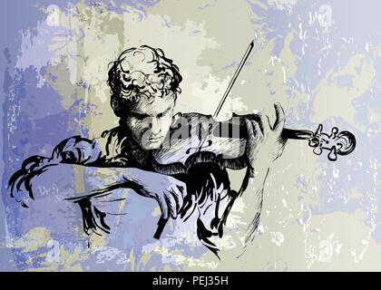 Classical music concert. Violinist playing classical violin Stock Vector