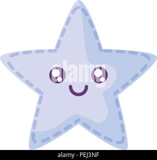 kawaii star icon over white background, vector illustration Stock Vector