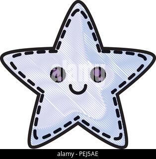 kawaii star icon over white background, vector illustration Stock Vector