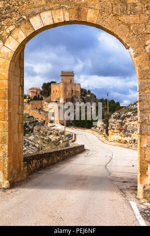 Impressive Alcorcon castle,panoramic view,Spain. Stock Photo