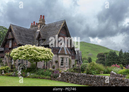 Cottage and garden, Ilam, Staffordshire, UK Stock Photo