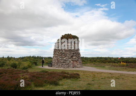 The memorial cairn at the site of the Battle of Culloden in April,1746 Stock Photo