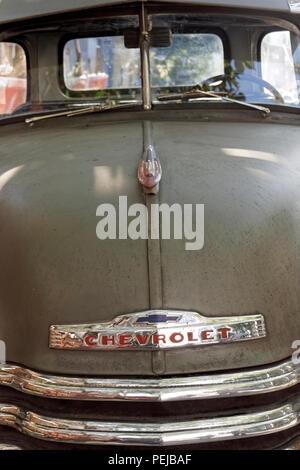 Front of 1950 Chevrolet pickup truck parked on a street in Vancouver, BC, Canada Stock Photo