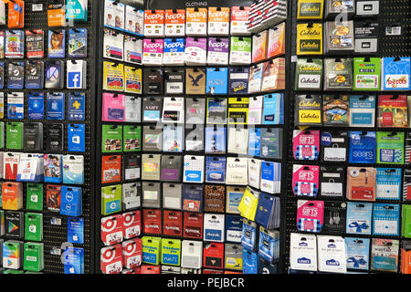 Prepaid Gift Cards at Smith's Food and Drug Store, now owned by Kroger Company, is a prominent regional Supermarket Chain, Great Falls, Montana, USA Stock Photo