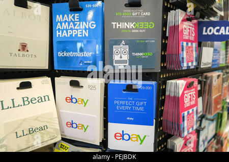 Prepaid Gift Cards at Smith's Food and Drug Store, now owned by Kroger Company, is a prominent regional Supermarket Chain, Great Falls, Montana, USA Stock Photo