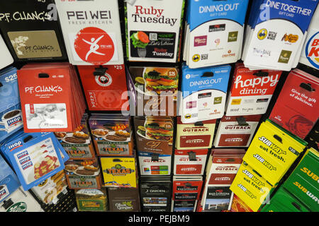 Prepaid Gift Cards at Smith's Food and Drug Store, now owned by Kroger Company, is a prominent regional Supermarket Chain, Great Falls, Montana, USA Stock Photo