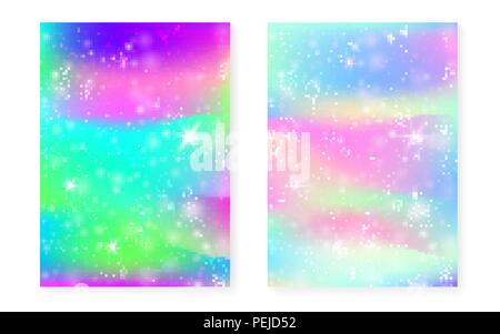 Magic background with princess rainbow gradient. Kawaii unicorn  Stock Vector