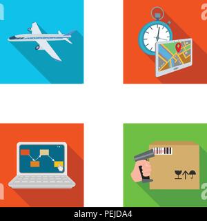 Transport aircraft, delivery on time, computer accounting, control and  accounting of goods. Logistics and delivery set collection icons in  cartoon,fla Stock Vector Image & Art - Alamy