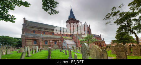 A Panorama of St Magnus Cathedral in Kirkwall, Orkney, Scotland Stock Photo