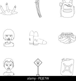 Ground, Zombie, corpse and other  icon in outline style. Fool, hand, flesh, icons in set collection. Stock Vector