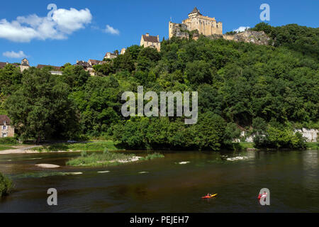 Chateau de Castelnaud high above the Dordogne River in the Dordogne region of France. Stock Photo