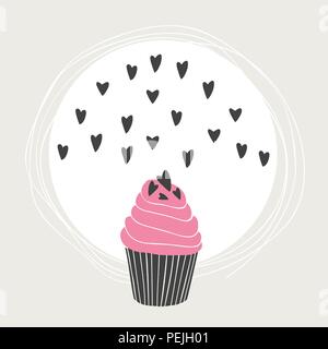 Lovely beautiful yummy cartoon cupcake Stock Vector