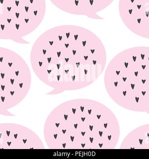 Lovely seamless background pattern with hearts in speech bubbles Stock Vector