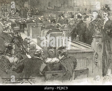 Ceremony of the Royal assent.  The dutiful commons at the bar of the House of Lords, during the 19th century Stock Photo