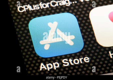 Apple App Store icon on iPhone screen - USA Stock Photo