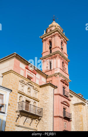 The ornate Iglesia de San Agustin church in old town Antequera, Andalusia, Spain Stock Photo