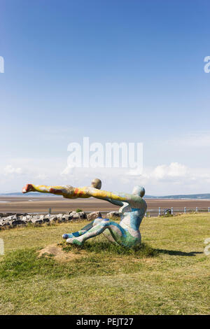 Public art at Morecambe Bay, Lancaster, Lancashire, UK is known as Venus and Cupid although the original title 'Love, The Most Beautiful of Disasters' Stock Photo