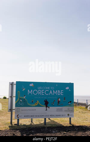 Morecambe sign at the seaside resort in Lancashire, UK Stock Photo