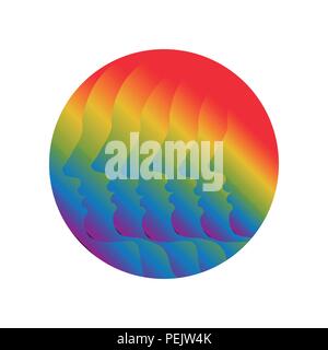 Six multicolored human profile. Symbol of the unity in diversity. Vector drawing on isolated background. Stock Vector