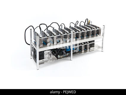 Cryptocurrency mining farm for bitcoin and other cryptocurrency Stock Photo