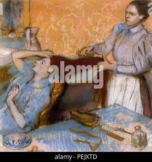 Woman Combing Her Hair, Degas, Edgar Stock Photo