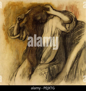 Woman Combing Hair, Degas, Edgar Stock Photo