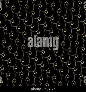 Geometric Seamless Vector Pattern With Golden Waves Stock Vector