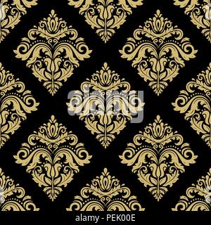 Classic Seamless Vector Black and Golden Pattern Stock Vector