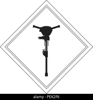 construction sign with hammer drill icon over white background, vector illustration Stock Vector