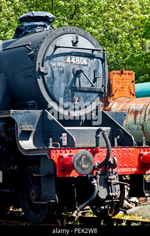 Farewell to steam reinactment for 1968 at Grosmon Depot, North Yorkshire Moors Railway England Stock Photo