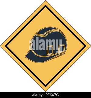 construction sign with safety helmet icon over white background, vector illustration Stock Vector
