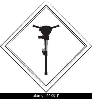 construction sign with hammer drill icon over white background, vector illustration Stock Vector