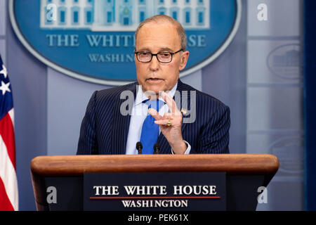 Press Briefing on the G7 with Larry Kudlow, Director of the United States National Economic Council,  in the White House Press Briefing room at the Wh Stock Photo