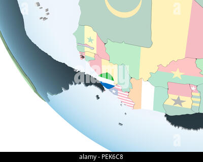 Sierra Leone on bright political globe with embedded flag. 3D ...