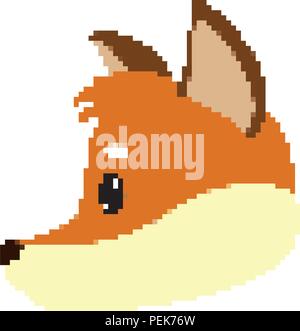 pixelated fox head wild animal Stock Vector