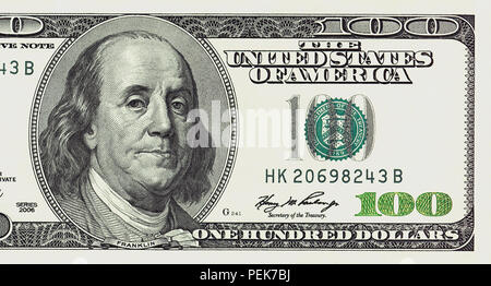 One hundred dollars bill close up detailed Stock Photo