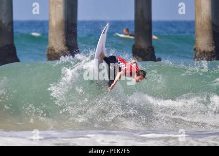 Reef Heazlewood competing in the US Open of Surfing 2018 Stock Photo