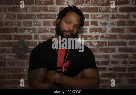 NFL player Michael Bennett poses for a portrait in Los Angeles Stock Photo