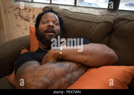 NFL player Michael Bennett poses for a portrait in Los Angeles Stock Photo