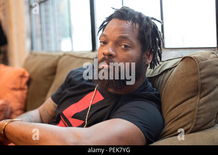 NFL player Michael Bennett poses for a portrait in Los Angeles Stock Photo