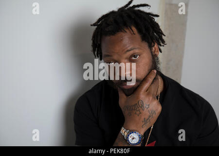 NFL player Michael Bennett poses for a portrait in Los Angeles Stock Photo