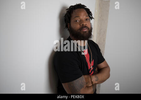 NFL player Michael Bennett poses for a portrait in Los Angeles Stock Photo