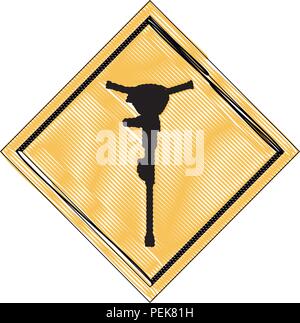 construction sign with hammer drill icon over white background, vector illustration Stock Vector