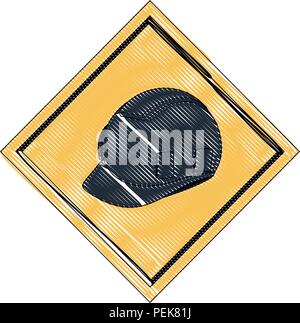 construction sign with safety helmet icon over white background, vector illustration Stock Vector