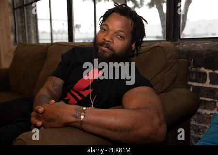 NFL player Michael Bennett poses for a portrait in Los Angeles Stock Photo